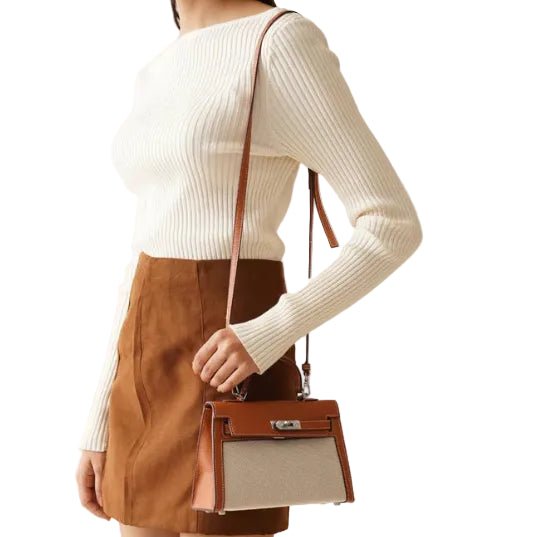 Hermès Mini Kelly Bag , Brown, Silver Metal 2