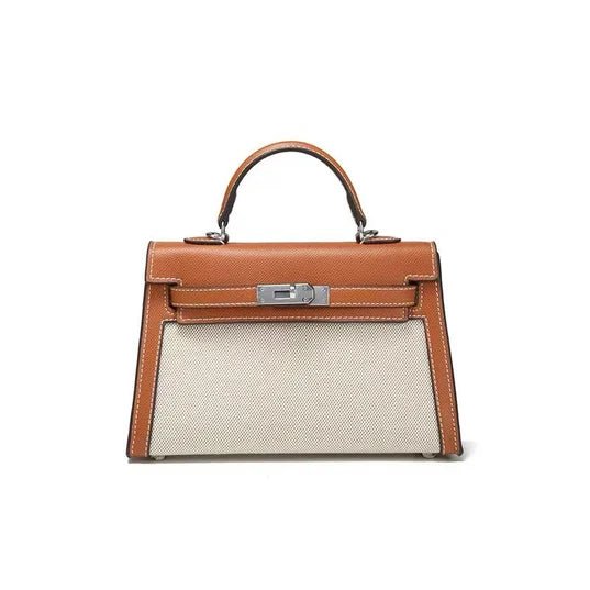 Hermès Mini Kelly Bag , Brown, Silver Metal 1