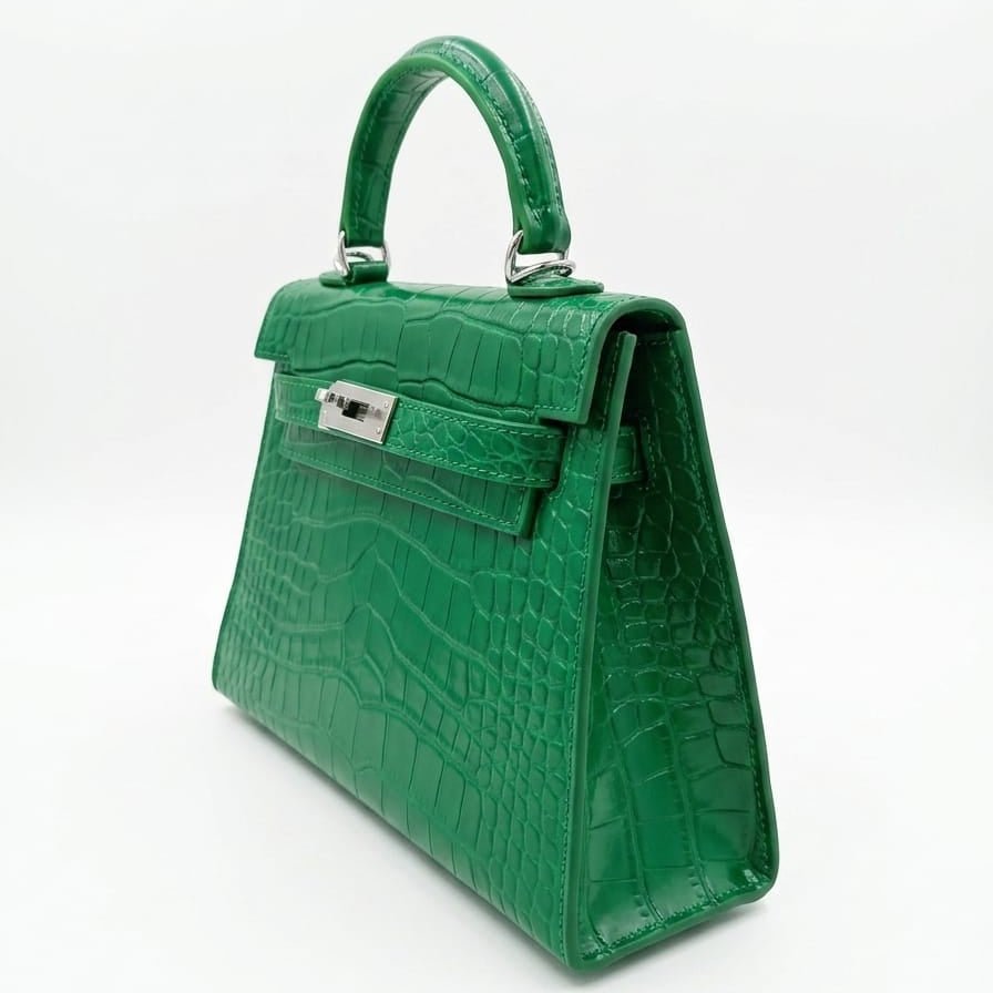 Hermès Mini Kelly Crocodile Leather Bag In Green 3