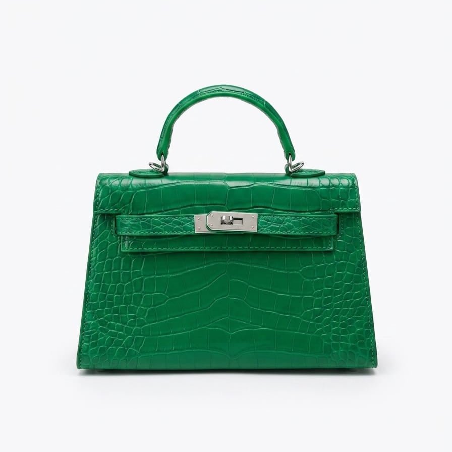 Hermès Mini Kelly Crocodile Leather Bag In Green 1