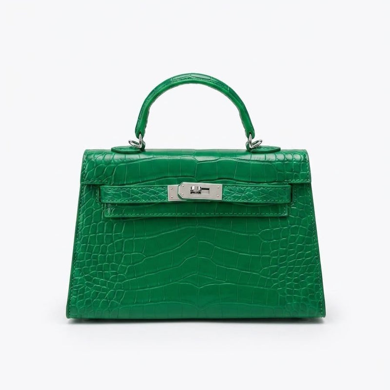 Hermès Mini Kelly Crocodile Leather Bag In Green