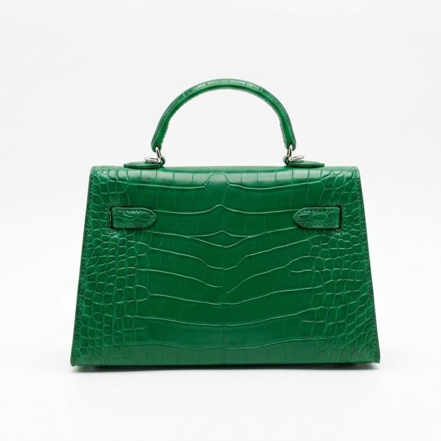 Hermès Mini Kelly Crocodile Leather Bag In Green 2