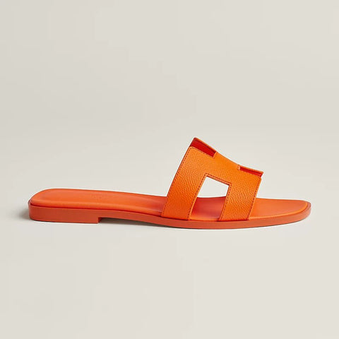 Hermès Oasis Sandals In Orange Epsom Leather - BEAUTY BAR