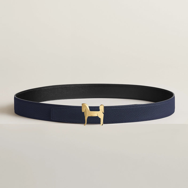 Hermès Panache Belt Buckle & Reversible Noir / Bleu Nuit
