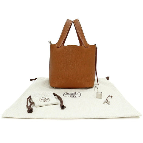 Hermès Picotin Lock 18 Pm Handbag Taurillon Clemence Leather, Gold - BEAUTY BAR