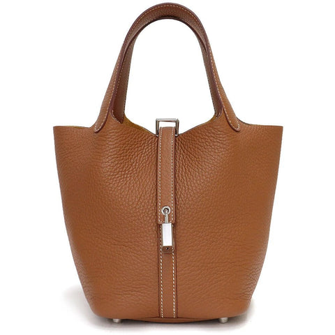 Hermès Picotin Lock 18 Pm Handbag Taurillon Clemence Leather, Gold - BEAUTY BAR
