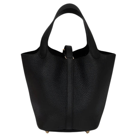 Hermes Picotin Lock MM Shoulder Bag In Black Clemence Leather - BEAUTY BAR