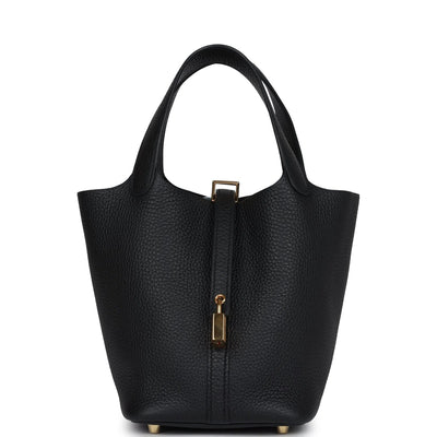 Hermès Picotin MM Shoulder In Black Clemence Leather Bag