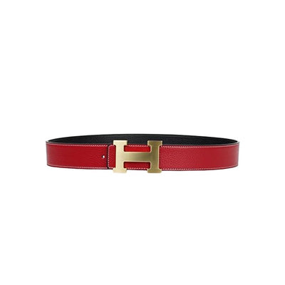 Hermès Red Courchevel Constance Reversible Belt