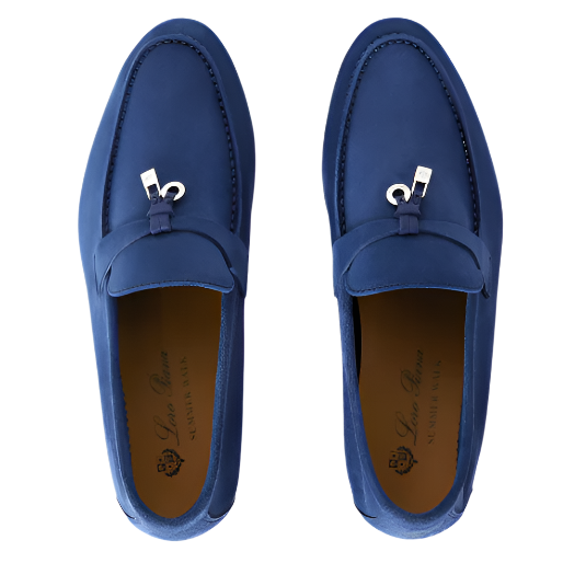 Loro Piana Summer Charms Walk Suede Dark Blue Loafers 2