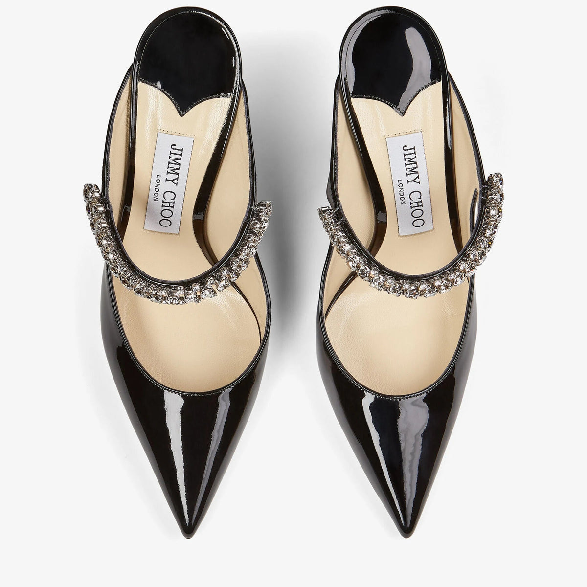 Jimmy Choo Black Patent Leather Mules With Crystal Strap 3
