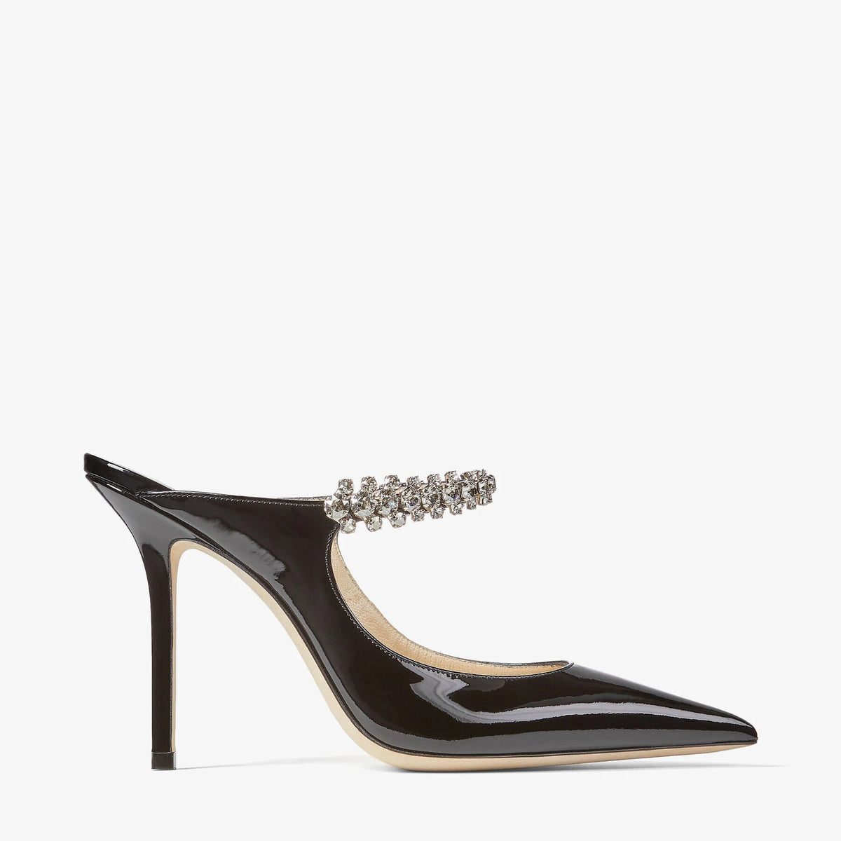 Jimmy Choo Black Patent Leather Mules With Crystal Strap 2