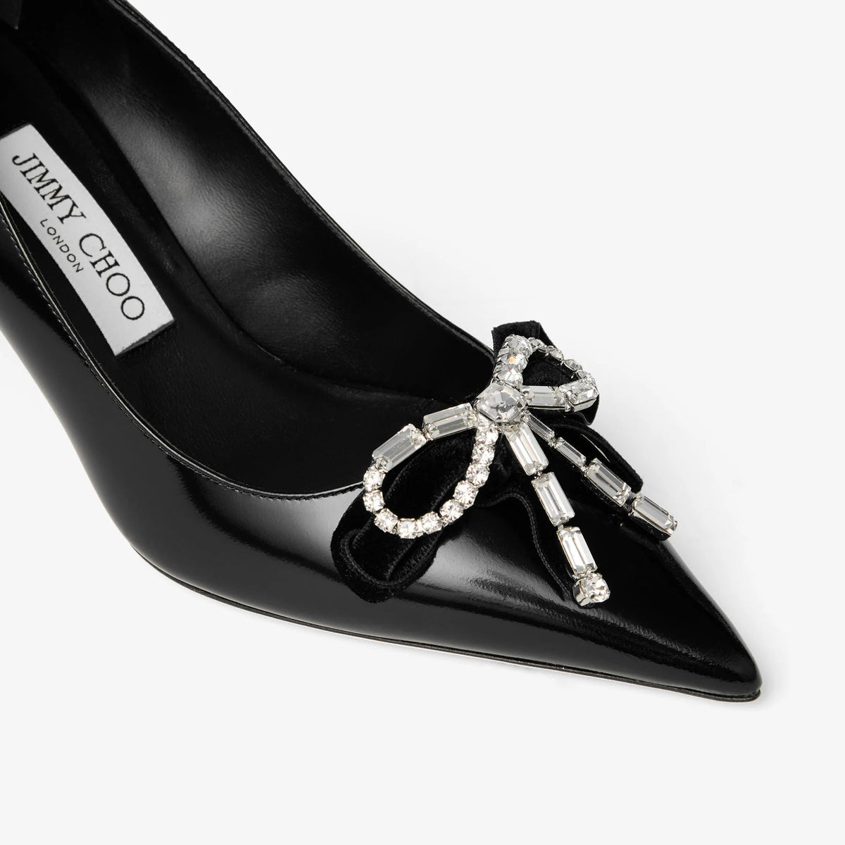 Jimmy choo Black Soft Spazzolato Pumps with Velvet and Crystal Bow 4