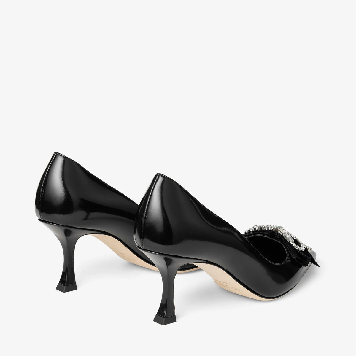 Jimmy choo Black Soft Spazzolato Pumps with Velvet and Crystal Bow 5