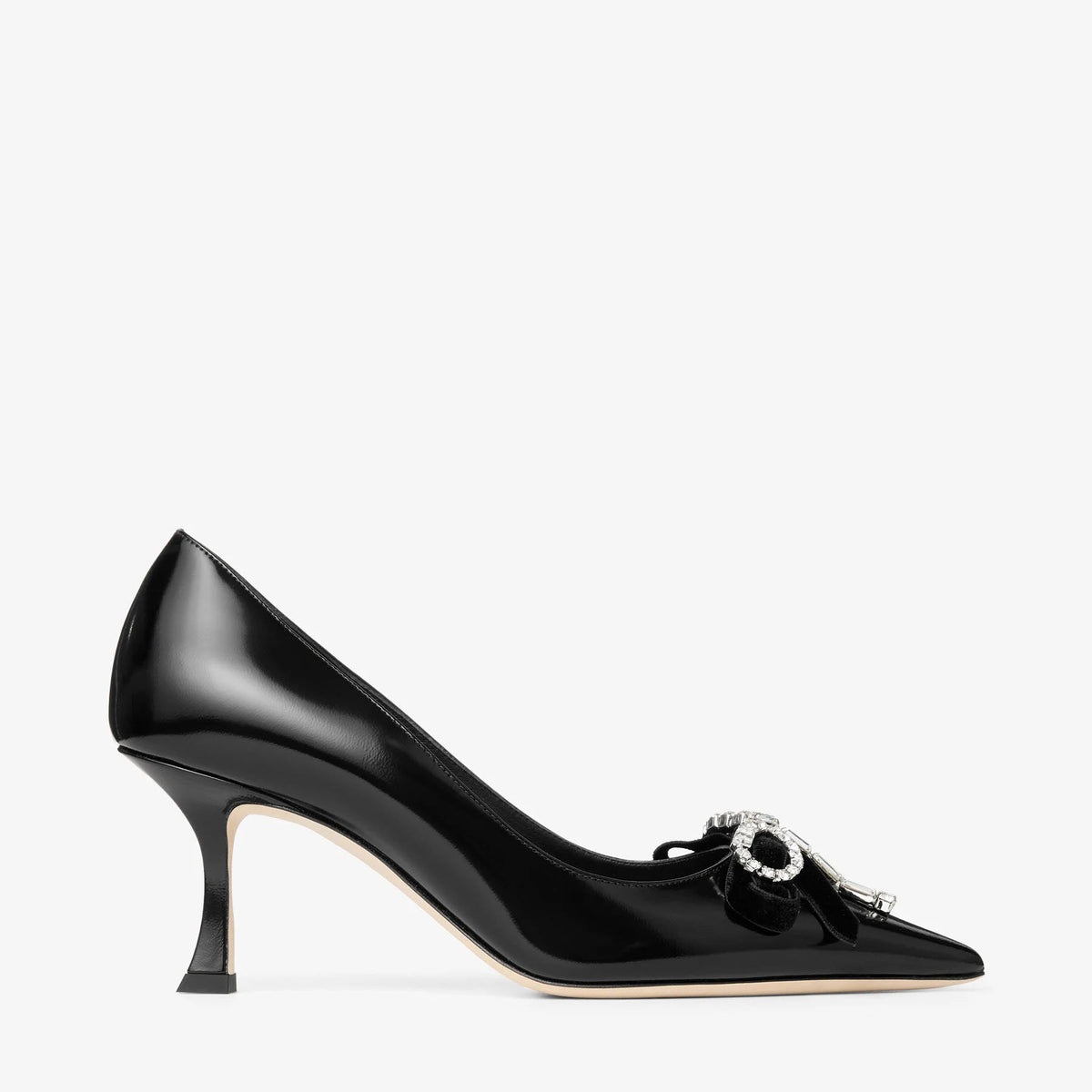 Jimmy choo Black Soft Spazzolato Pumps with Velvet and Crystal Bow 2