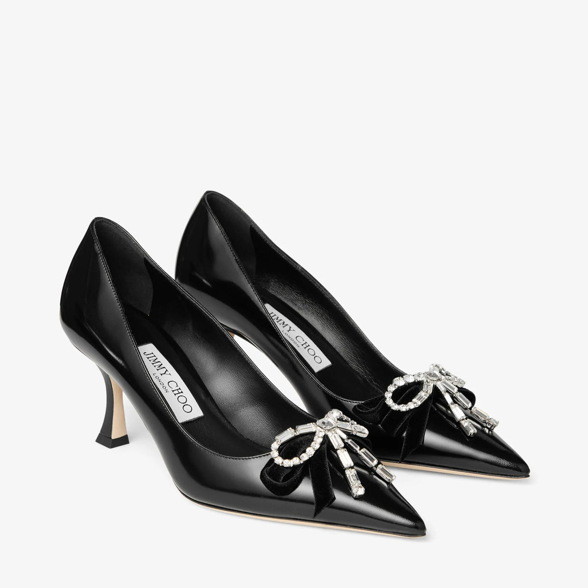 Jimmy choo Black Soft Spazzolato Pumps with Velvet and Crystal Bow 1