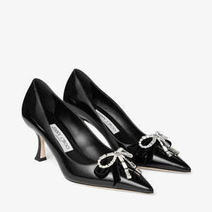 Jimmy choo Black Soft Spazzolato Pumps with Velvet and Crystal Bow