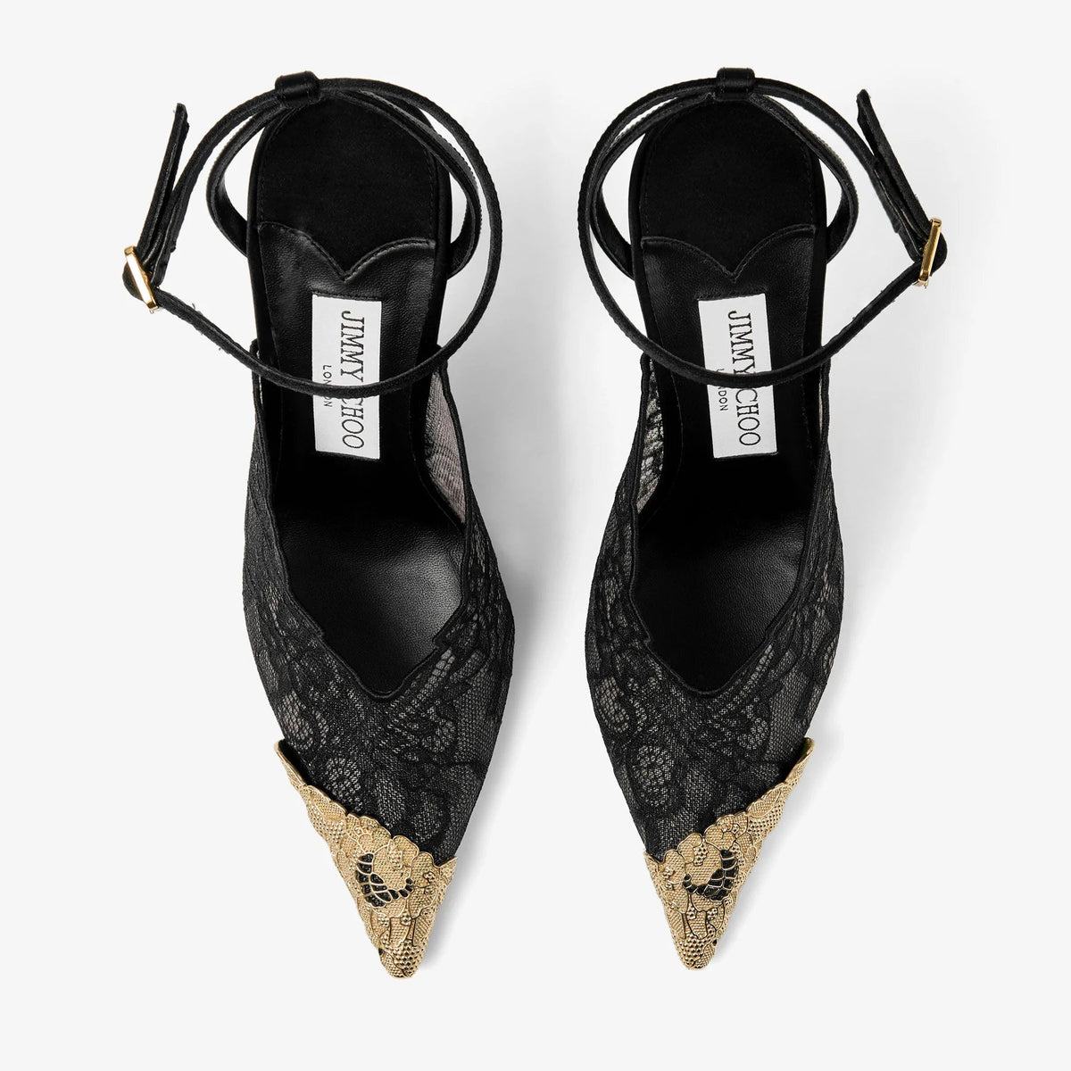 Jimmy Choo Lace Pumps With Metal Lace Detail Black 6
