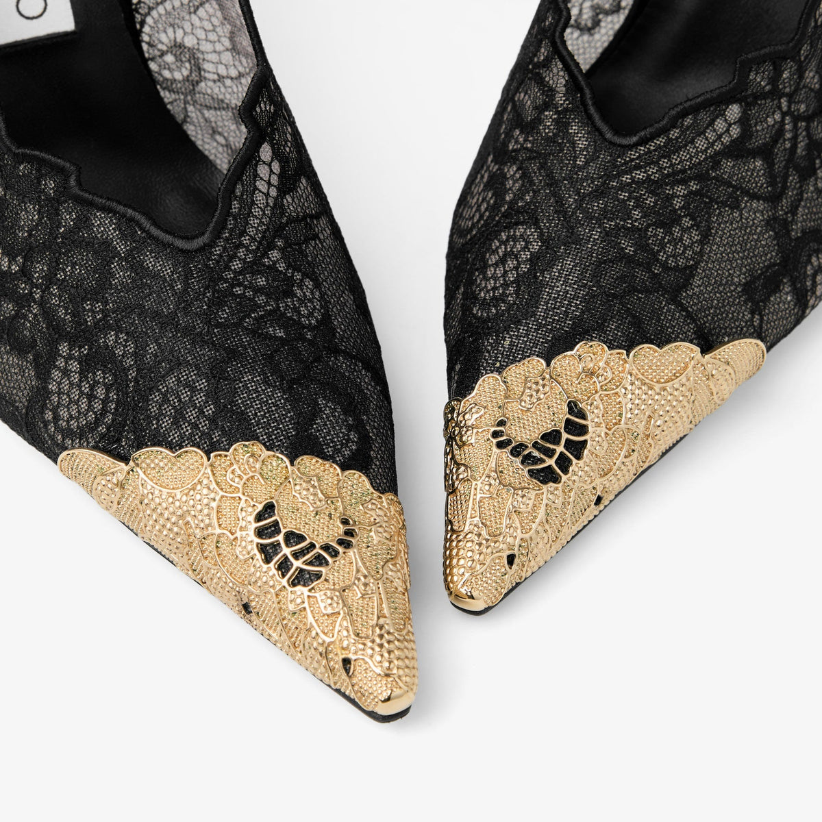 Jimmy Choo Lace Pumps With Metal Lace Detail Black 4