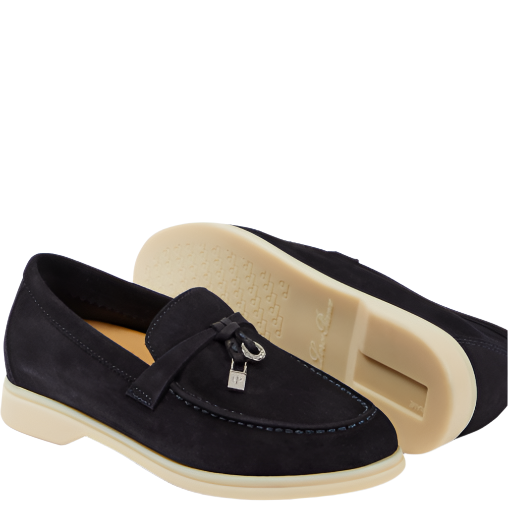 Loro Piana Summer Charms Walk Suede black Loafers 2