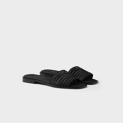 Leather Slides With Crochet Details