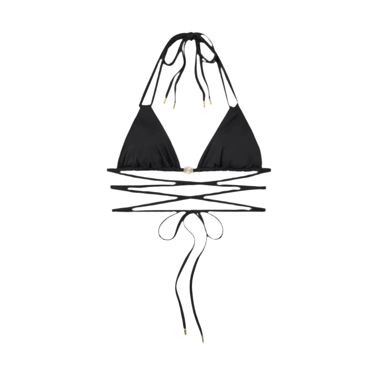 Loewe Bikini For Women Swimsuit Black Plain Triangle Bra With Sliding Cups 3