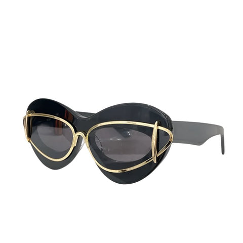 Loewe Cateye Double Frame Sunglasses – Shiny Black With Smoke Lenses - BEAUTY BAR