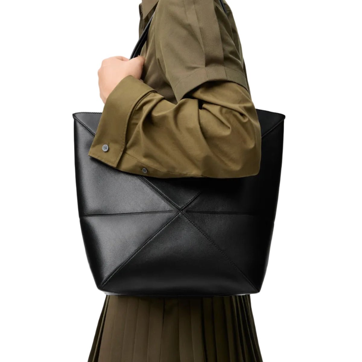 Loewe Medium Puzzle Fold Tote In Shiny Calfskin 3