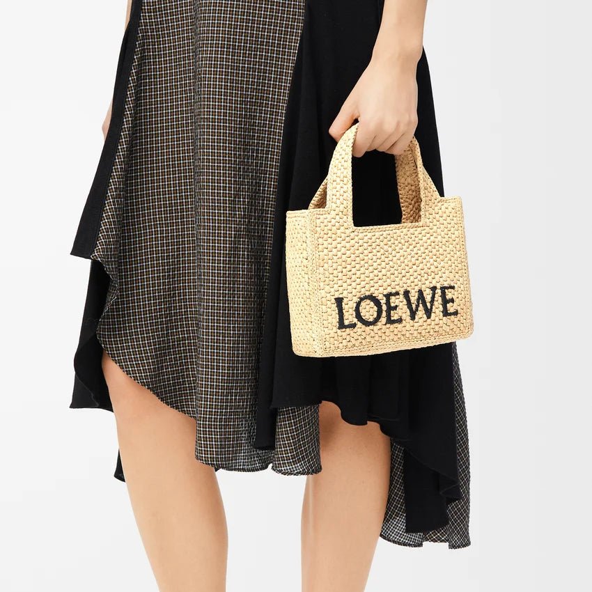 Loewe Mini Loewe Font Tote In Raffia For Women 9