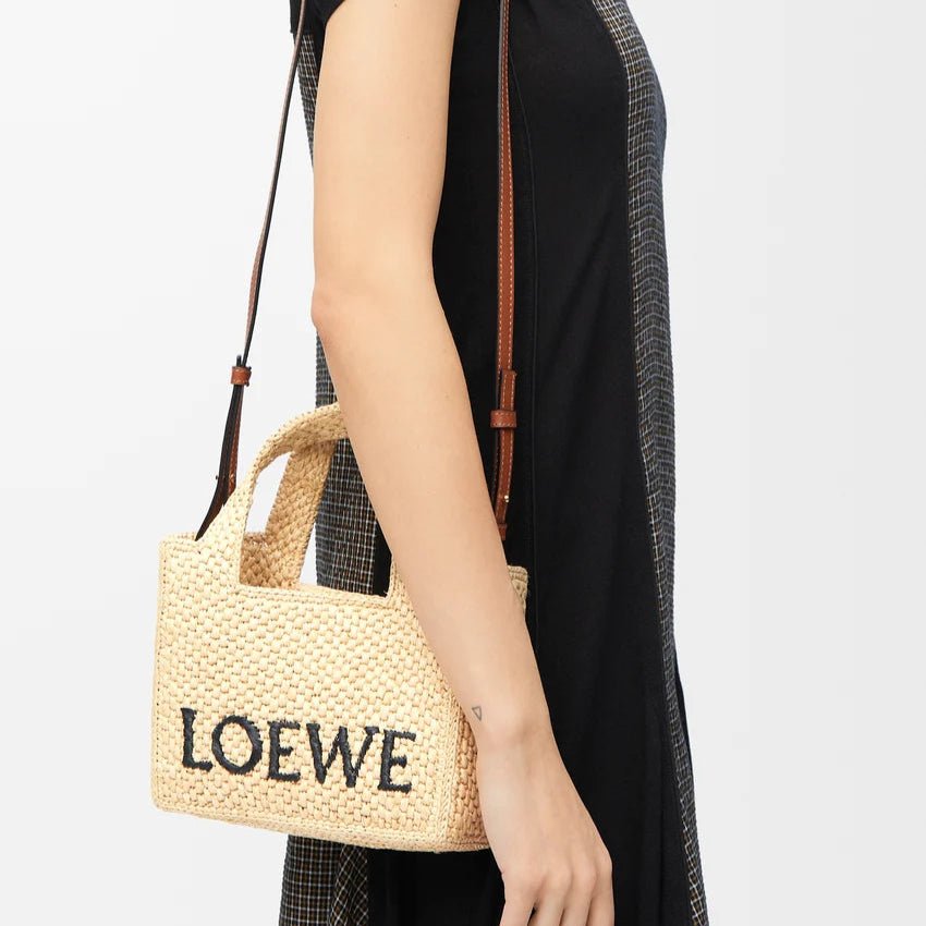 Loewe Mini Loewe Font Tote In Raffia For Women 8