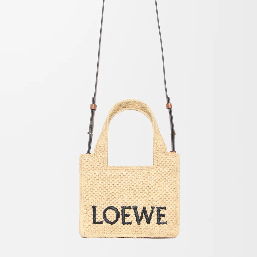 Loewe Mini Loewe Font Tote In Raffia For Women 4