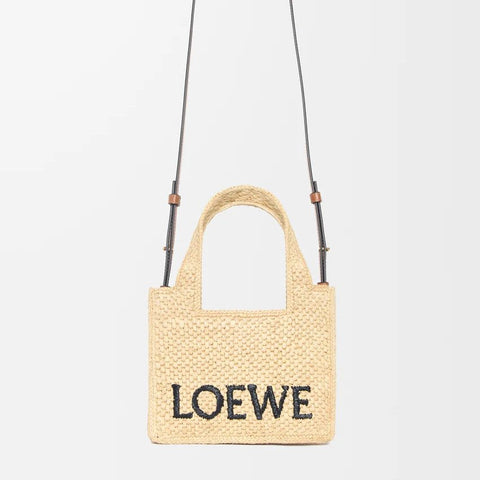 Loewe Mini Loewe Font Tote In Raffia For Women - BEAUTY BAR