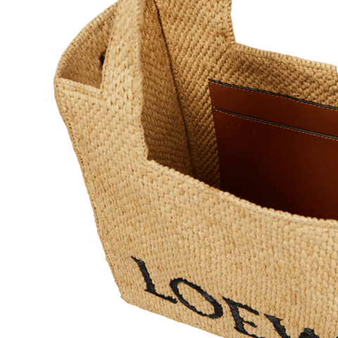 Loewe Paula's Ibiza Medium Logo Raffia Tote Bag - BEAUTY BAR