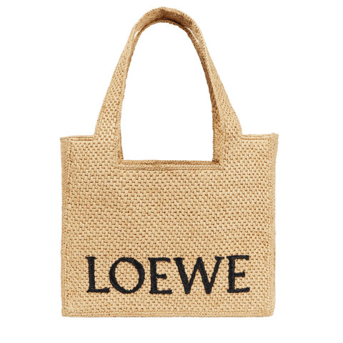 Loewe Paula's Ibiza Medium Logo Raffia Tote Bag - BEAUTY BAR