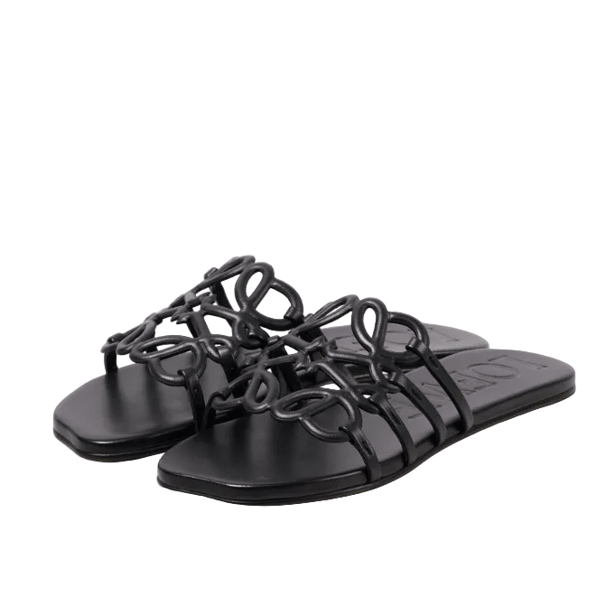 Loewe Petal Anagram Leather Slides 4