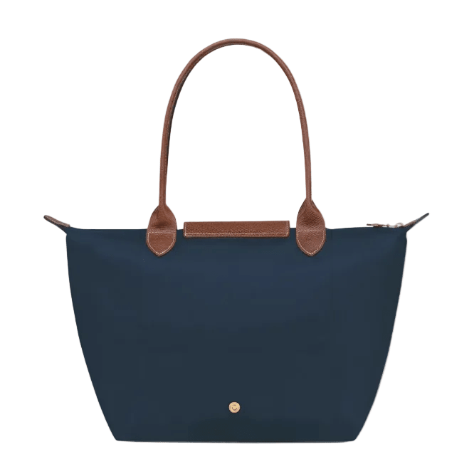 Longchamp Blue Foldable Tote Bag with Brown Leather Handles 4