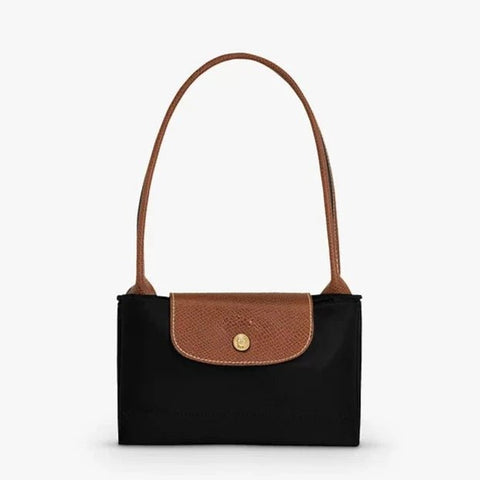 Longchamp Le Pliage Medium Shoulder Bag Black And Brown - BEAUTY BAR