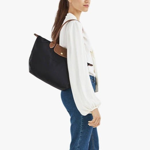 Longchamp Le Pliage Medium Shoulder Bag Black And Brown 4