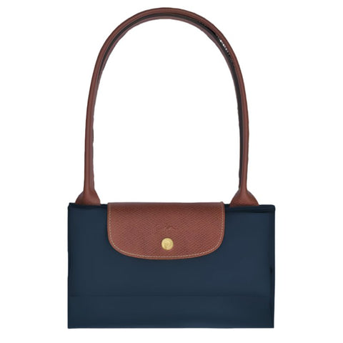 Longchamp Le Pliage Medium Shoulder Bag Blue And Brown - BEAUTY BAR