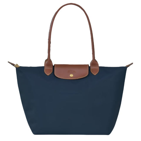 Longchamp Le Pliage Medium Shoulder Bag Blue And Brown - BEAUTY BAR