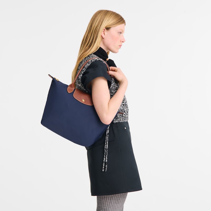 Longchamp Le Pliage Medium Shoulder Bag Blue And Brown 2