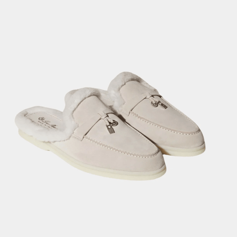 Loro Piana Charms Walk Babouche Suede Loafer With Soft Fur Lining - BEAUTY BAR