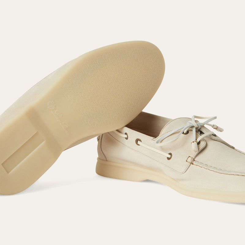 Loro Piana Men's White Sea-Sail Walk Suede Boat Shoe 3