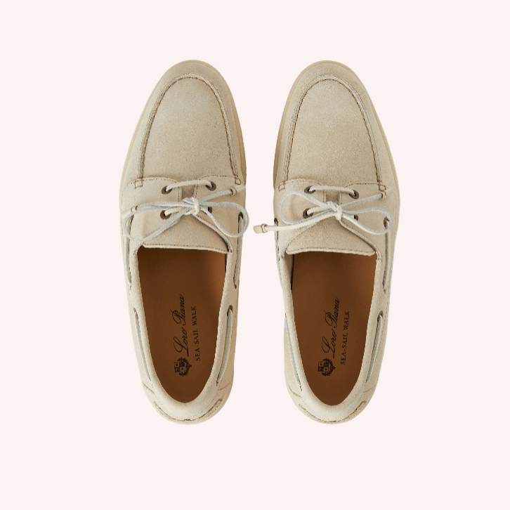 Loro Piana Men's White Sea-Sail Walk Suede Boat Shoe 6