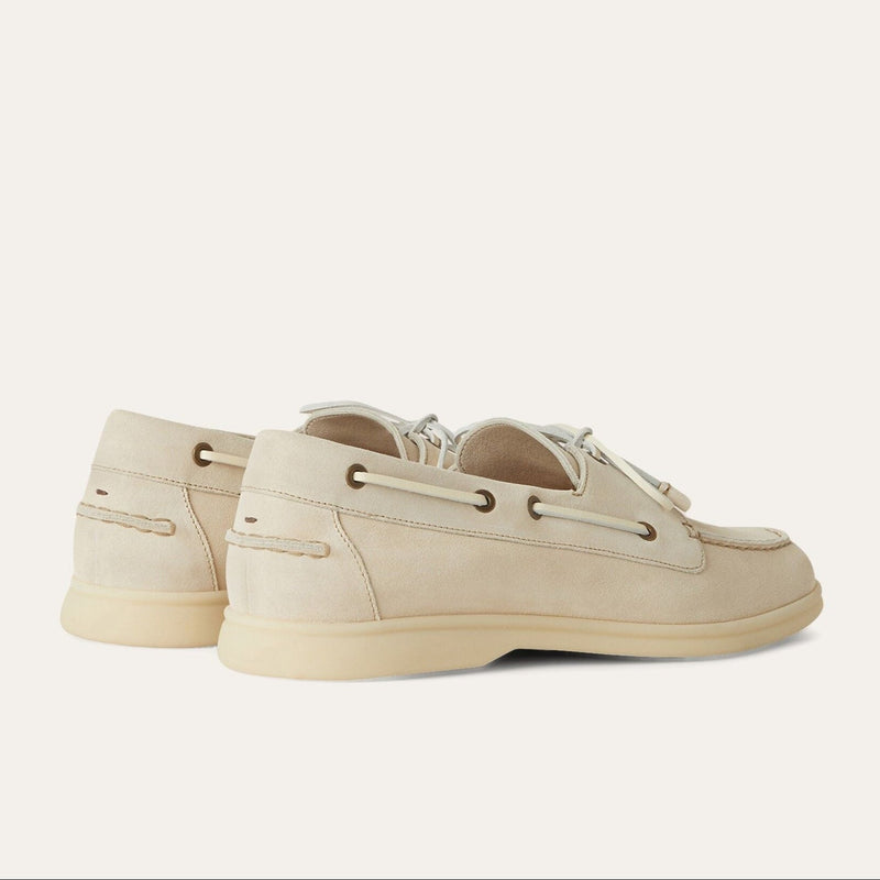 Loro Piana Men's White Sea-Sail Walk Suede Boat Shoe 5