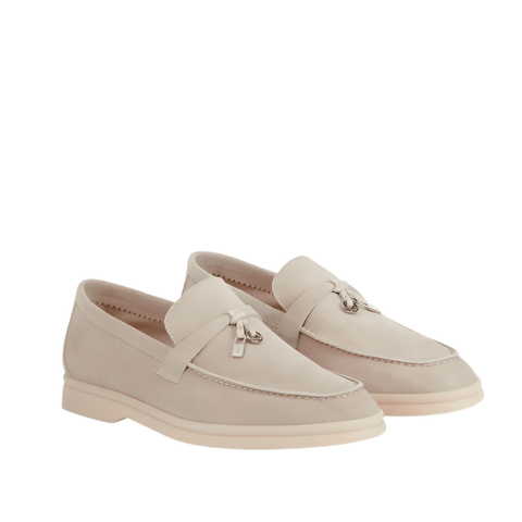 Loro Piana Summer Charms Walk Suede Beige Loafers - BEAUTY BAR