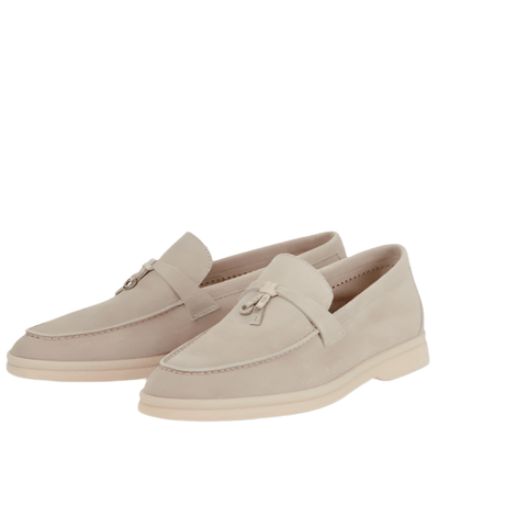 Loro Piana Summer Charms Walk Suede Beige Loafers - BEAUTY BAR
