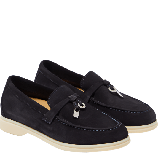 Loro Piana Summer Charms Walk Suede black Loafers 1