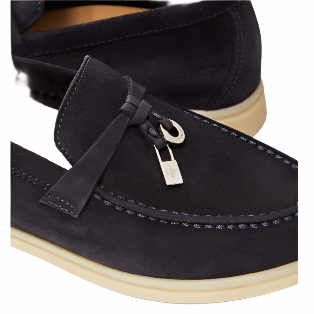 Loro Piana Summer Charms Walk Suede black Loafers 3