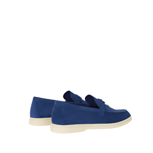 Loro Piana Summer Charms Walk Suede Dark Blue Loafers 3